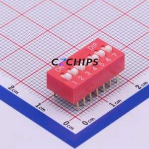 DS-07RP DIP Switch Through hole Component (THT) Switch Flat Toggle, Raised Type Single Pole Single Throw 7 2.54mm - Product Image 1
