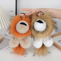 UMOO Mignon Porte-clés de Voiture en Fausse Fourrure de Vison en Forme de Petit Lion 3D, Écologique et Durable, Pendentif en Peluche, Décoration de Sac Cadeau