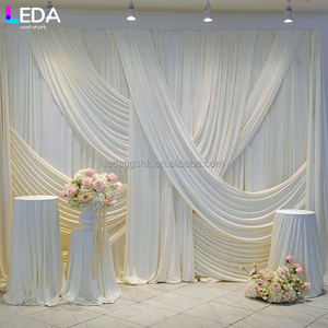 ฉากหลังผ้าสีขาวเรียบหรูสำหรับงานแต่งงานในร่ม LEDA พร้อมผ้าประดับตกแต่ง - Product Image 4