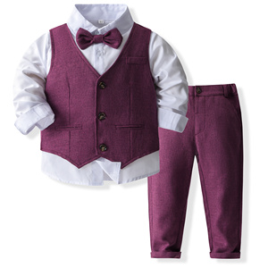 Traje de 3 Piezas <span class=keywords><strong>para</strong></span> Niños Catpapa, Camisa, Chaleco, Corbata de Moño y Pantalones, Traje Formal <span class=keywords><strong>para</strong></span> Niños, <span class=keywords><strong>para</strong></span> Bodas - Product Image 5