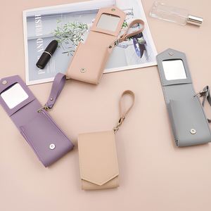 Mini Bag Travel Cosmetic Pu Leather Pouch With Mirror <b>Makeup</b> Lipstick <b>Case</b> for Outside - Product Image 2