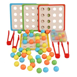 Color Matching Play Fun Board Game, Kids Toys Educational Wooden Peg Beads Board Game for Kids Boys and Girls