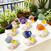 Figura de Cristal con Cara Sonriente, Mini, Adorno de Piedra Natural Curativa, Muñeco Adorable para Decoración del Hogar u Oficina, Regalo Reiki, Venta al Por Mayor
