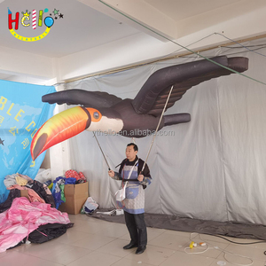 Poupée gonflable en forme d'<span class=keywords><strong>oiseau</strong></span> avec éclairage LED personnalisé, costume de grue gonflable imprimé pour défilé, soirée, spectacle - Product Image 4