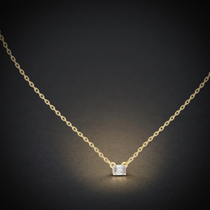 Collar de Oro Amarillo Sólido de 18K con Diamante Cultivado en Laboratorio, Corte Esmeralda, Certificado IGI, Minimalista, para Uso Diario, Regalo y Fiesta para Mujer - Product Image 2
