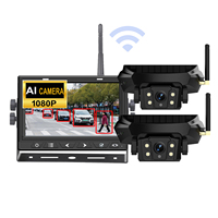 Système de caméra de recul sans fil à énergie solaire avec détection IA BSD, enregistrement DVR 512 Go, affichage partagé 2 écrans, base magnétique, installation facile, gratuit