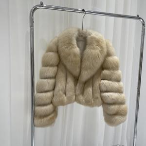 Nuovo Design grande colletto Plus Size soffice autunno caldo alla moda invernale vera volpe giacca <span class=keywords><strong>di</strong></span> <span class=keywords><strong>pelliccia</strong></span> da <span class=keywords><strong>donna</strong></span> - Product Image 4