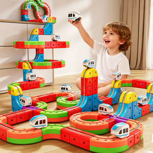 Set di Costruzioni Elettriche Magnetiche 3D da 81 Pezzi, Giocattolo Educativo con Pista Ferroviaria per Bambini - Product Image 2