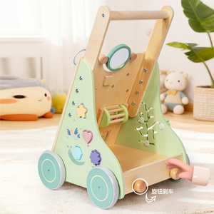 Passeggiatore in legno regolabile in altezza con freni, attività di apprendimento di alta qualità giocattolo per sviluppare <span class=keywords><strong>le</strong></span> capacità <span class=keywords><strong>motorie</strong></span> e la creatività - Product Image 4