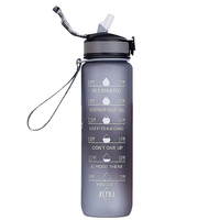 Bouteilles d'eau en plastique avec marqueur de temps pour salle de sport Tritan givré fantaisie à boire sans BPA