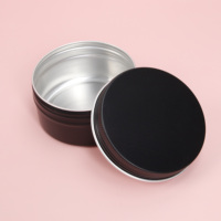 Boîtes en aluminium rondes rechargeables, contenants cosmétiques en aluminium noir avec couvercle à vis pour baume, thé, bonbons
