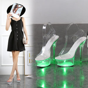 Sandales à Talons Hauts Lumineuses Sexy Modèle Catwalk <span class=keywords><strong>Chaussures</strong></span> en Cristal <span class=keywords><strong>Chaussures</strong></span> <span class=keywords><strong>de</strong></span> Pole Dance pour Dames <span class=keywords><strong>Talon</strong></span> <span class=keywords><strong>de</strong></span> 15cm - Product Image 5
