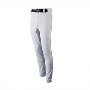 Pantalon de baseball blanc pour homme, coupe classique, 100% polyester, fermeture à ceinture avec poches, toutes saisons, couleur unie - Product Image 3