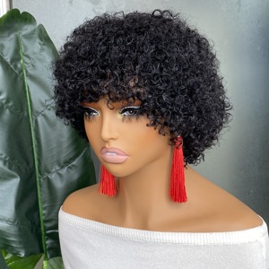 Salvietta vergine grezza a buon mercato all'ingrosso 100% capelli umani naturale nero crespo ricci afro ricci regolare bang <span class=keywords><strong>parrucca</strong></span> 6 pollici - Product Image 1