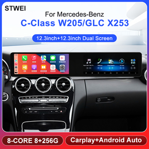 Autoradio Android à double écran, résolution 2400x900, pour Mercedes-Benz classe C W205 GLC X253, lecteur multimédia de Navigation GPS - Product Image 2