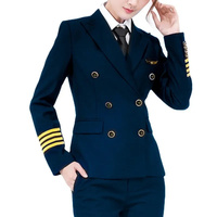 Costumes d'affaires de ligne aérienne pour hommes et femmes, veste, chemise, pantalon, simple, double boutonnage, ensembles de 3 pièces, uniformes de pilote