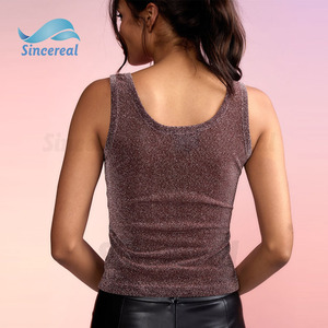Conception populaire mode encolure dégagée paillettes <span class=keywords><strong>maille</strong></span> 100% Polyester décontracté lumière paillettes brillant beauté recadrée débardeur <span class=keywords><strong>gilet</strong></span> pour les femmes - Product Image 3