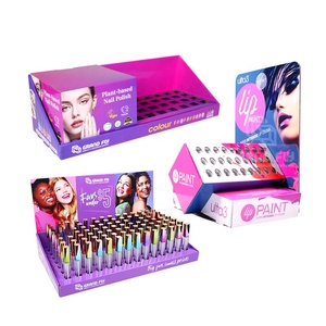 Tùy chỉnh PDQ Son môi truy cập các tông hiển thị hộp bán lẻ Lip Balm Tabletop Lip Gloss mỹ phẩm sóng giấy hiển thị hộp - Product Image 2