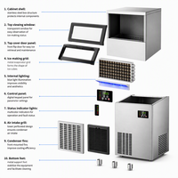 Machine à glaçons compacte commerciale 100 kg, double alimentation en eau : robinet direct et option eau en bouteille