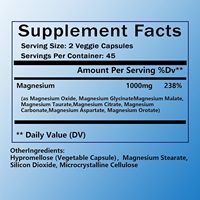 OEM 12 en 1 Capsules de complexe de magnésium 1000mg Magnésium glycinate, citrate malate taurate chélaté Complément alimentaire pour le soutien énergétique
