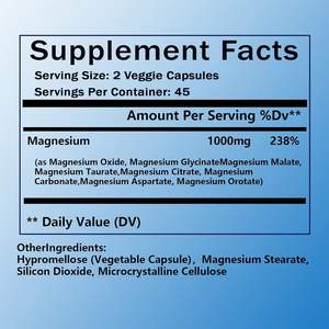 Integratore OEM 12 in 1 Complesso di Magnesio in Capsule 1000mg Magnesio Glicinato, Citrato Malato Taurato Chelato per Supporto Energetico - Product Image 2