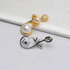 S925 Silver <b>Lotus</b> Pendant with Double Pearl Female DIY Pearl <b>Jewelry</b> Accessories Empty Tray Semi Finished 650+ - Product Image 3