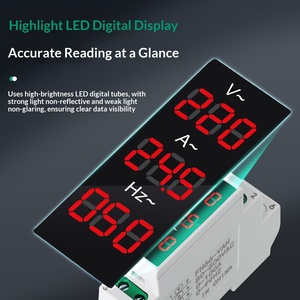 Voltmètre numérique monophasé, ampèremètre AC, fréquencemètre 220V 380V triphasé, montage sur rail encastrable - Product Image 2