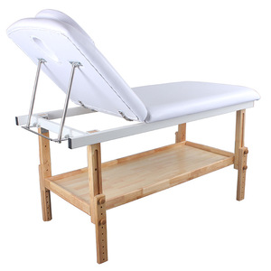 Cama de masaje de madera Dongpin Beauty de 186x70cm, ajustable, con estante de almacenamiento para uso en spa o salón de belleza. - Product Image 3