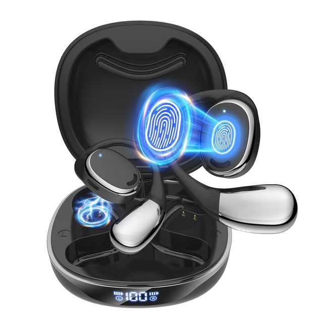 Open Ear Wireless Headphones Air Conduction Earphones Open Ear Earbuds Headsets with Earhooks for Sport Running Workout Driving