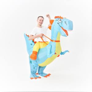 Costume de mascotte de dinosaure bleu gonflable en stock pour adultes, costume de scène de fête de dinosaure à monter, costume en polyester - Product Image 5