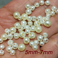 Boutons en plastique ABS mini de 5 mm, 6 mm, 7 mm, à trou latéral, avec tige plaquée et maille, pour vêtements de poupées, BJD, artisanat DIY, couture à la main, fourniture d'usine