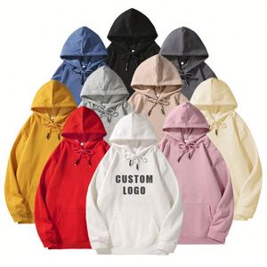 Sweat-shirts à capuche unisexes en coton de haute pureté anti-boulochage, doublés de polaire, épais pour l'hiver, avec logo personnalisé - Product Image 3