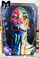 Affiches et impressions HomeDecor, portraits de visages féminins, peinture pop art, style graffiti luxueux et coloré, art mural sur toile avec cadre
