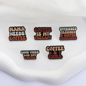 Coffee Chill Lovers Good Vibes y Hot Coffee Letter Coffee Is My the Rapy Esmalte Pins para insignia Bolsa de ropa - Product Image 4
