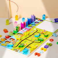 Q&M Tablero Logarítmico Multifuncional de Madera para Niños, Tablero de Actividades, Juego de Emparejamiento de Formas, Juguete Educativo Montessori para Niños