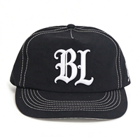 Topi Snapback Pria Bordir 3D Hip Hop Profil Rendah 5 Panel Hitam Klasik Custom Made, Topi Olahraga Pinggiran Datar Grosir