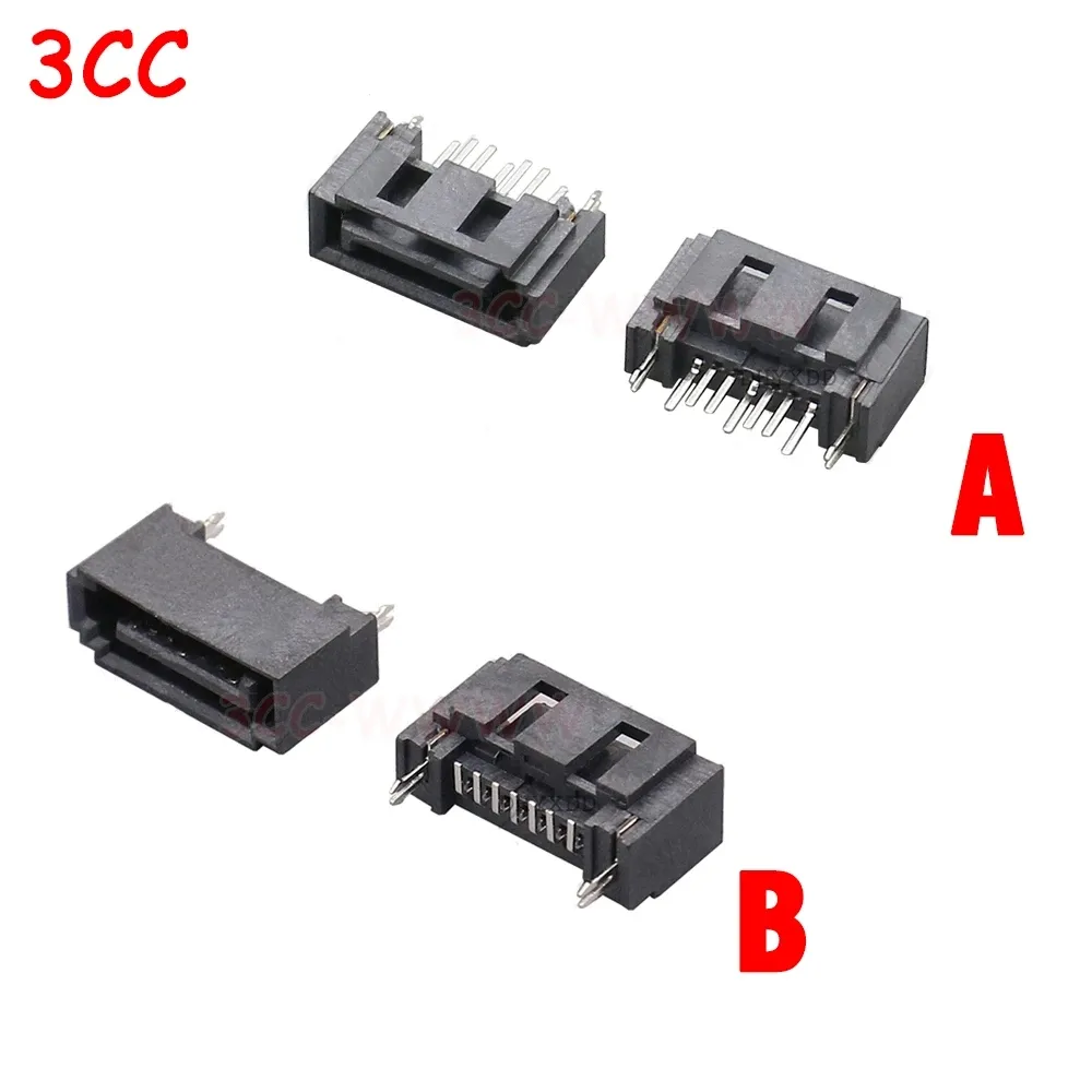 SATA 7Pin Female Type A Needle SATA 7P Double Row Dislocation 180 Degree Connector Hard Disk Interface Socket SATA PCB DIY