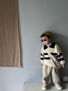 Maglione in Cotone Stile Foresta per Bambini, <span class=keywords><strong>Polo</strong></span> a Righe con 2 Bottoni per Primavera e Autunno, Casual e Comodo, OEM ODM all'Ingrosso - Product Image 2