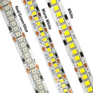 Tira de Luces LED SMD 2835, cinta Flexible de brillo de 12V y 24V, 240 Leds/m, 3000k, 4000k, 6000k, rojo, verde y azul, venta al por mayor