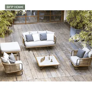 Grosir kustom mebel rotan-BFP Set Sofa Santai Mebel Eropa Luar Ruangan Kualitas Tinggi Kustomisasi Seluruh Rumah Satu Atap Furnitur Taman