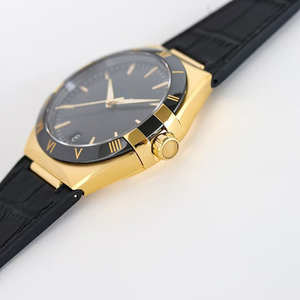 Reloj Mecánico Unisex de Alta Calidad en Oferta, con Caja Dorada, Bisel de Cerámica, Correa de Cuero, Fecha, Luminoso, Resistente al Agua y Cristal de Zafiro - Product Image 4