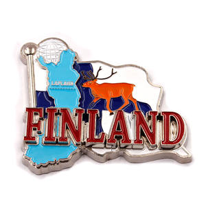 Aimant de réfrigérateur en métal Souvenir Drapeau de la <span class=keywords><strong>Finlande</strong></span> Élan Cerf Lapland Helsinki - Product Image 1