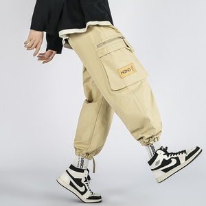 <span class=keywords><strong>Pantaloni</strong></span> Cargo Vintage da Uomo, Vestibilità Ampia, Stile High Street, 100% Cotone, Elastico in Vita, Orlo Regolabile con Laccetti, <span class=keywords><strong>Pantaloni</strong></span> da Lavoro Utility - Product Image 4