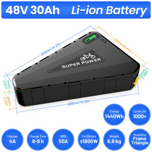 แบตเตอรี่จักรยานไฟฟ้า EU Stock Super Power 48V 30Ah รูปทรงสามเหลี่ยม พร้อม GPS BMS ลิเธียมไอออน สำหรับติดตั้งใต้ท่อ พร้อมจอ LCD - Product Image 5