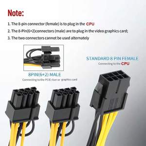 Cable de Extensión de Alimentación PCIe de 8 Pines a Doble 8 (6+2) Pines de Alta Calidad Marca Holly para Tarjetas Gráficas/de Video, Longitud y Color Personalizables - Product Image 4
