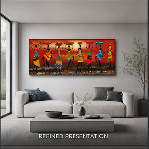 Cuadro de Cristal con Arte Africano, Impresión de Escena Colorida de Mujeres Bailando, <span class=keywords><strong>para</strong></span> Decoración de Interiores de Sala de Estar u Hotel - Product Image 2