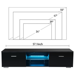 Mueble de <span class=keywords><strong>TV</strong></span> Moderno de Lujo Estilo Antiguo con Luz LED Negra de <span class=keywords><strong>75</strong></span> Pulgadas, Consola de Radio, Soporte <span class=keywords><strong>para</strong></span> Televisor de 65 Pulgadas - Product Image 5