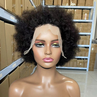 Vendeur d'usine 100% cheveux humains Afro Wave Pixie perruque Bomb BlendHot vente naturel noir Afro crépus 13x4 dentelle pleine frontale Bob perruque