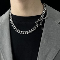 VAF COOL! Collier chaîne cubaine personnalisé de 45 cm/50 cm avec fermoir à chaîne large et zircon diamanté, boucle OT en acier inoxydable pour homme