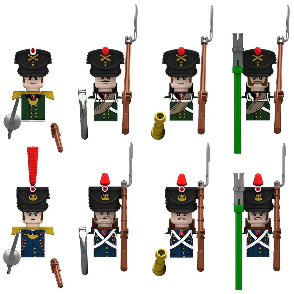 MJQ182-189 soldati dell'esercito militare russo ufficiale di artiglieria francese collezione Mini blocchi di costruzione per bambini giocattoli regalo